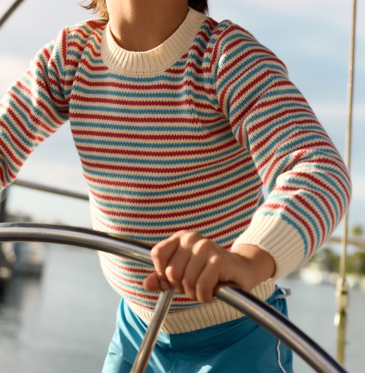 Minnow Unisex Marina Stripe Knit Sweater