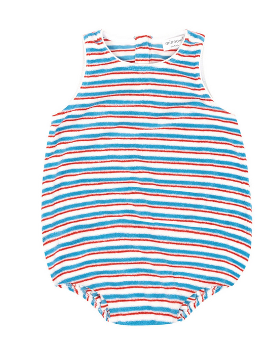Minnow Baby Jetty Stripe French Terry Bubble Romper