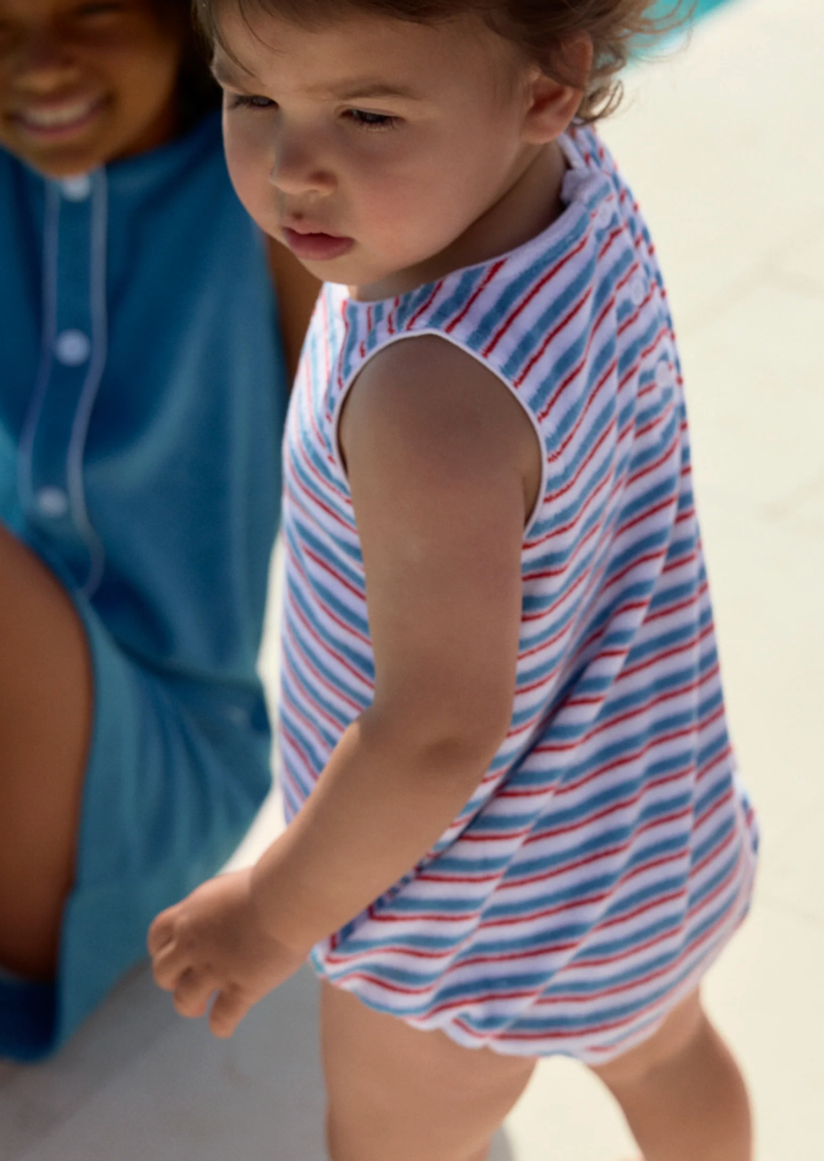 Minnow Baby Jetty Stripe French Terry Bubble Romper