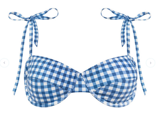 Minnow Women's Navy Picnic Gingham Bikini Top