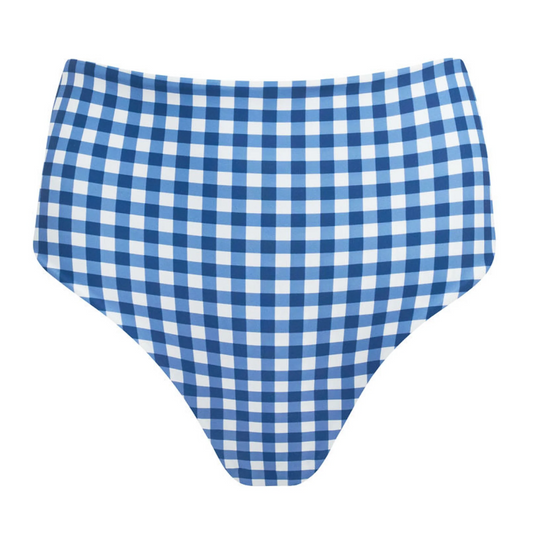Minnow Womans Navy Picnic Gingham High Waisted Bikini Bottom