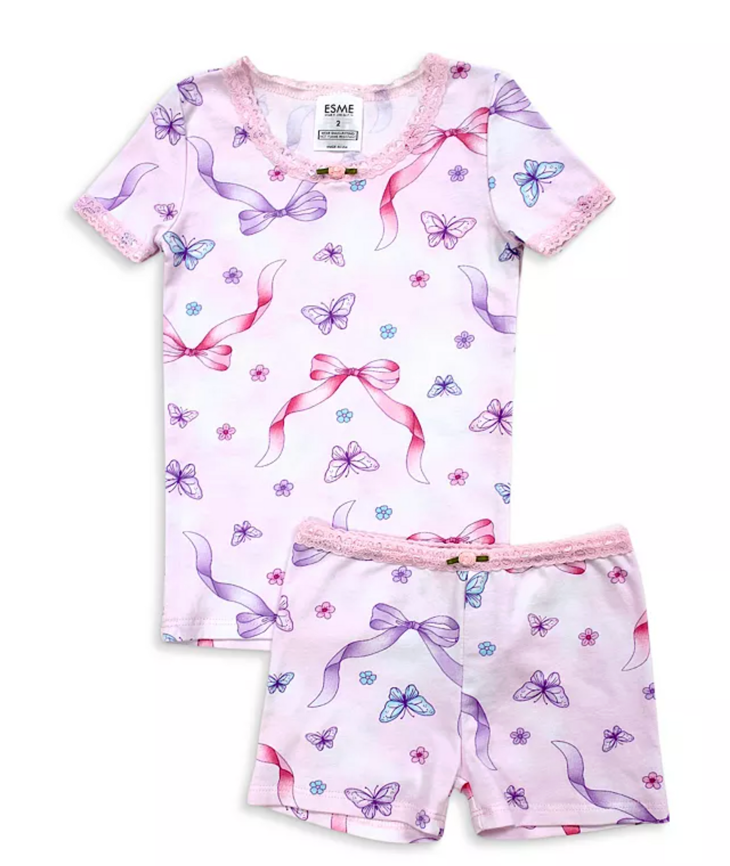 Esme Girls SS Top and Shorts Pajama Set