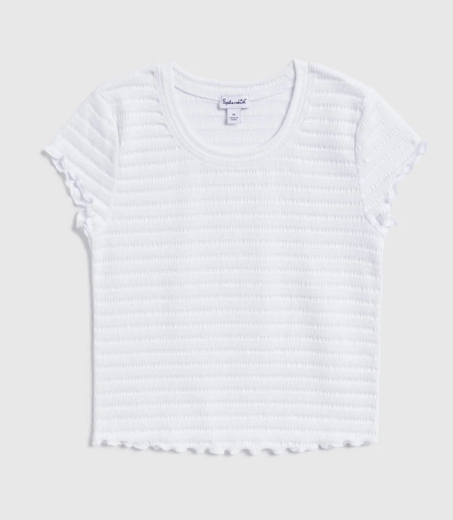 Splendid Girls Smocked Short Sleeve Tee