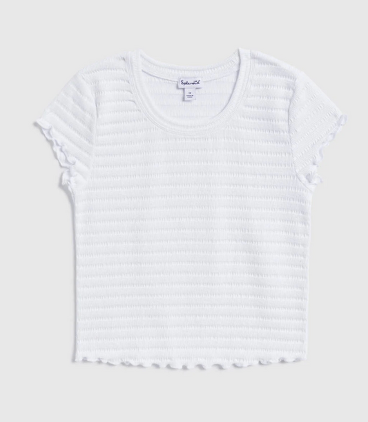 Splendid Girls Smocked Short Sleeve Tee