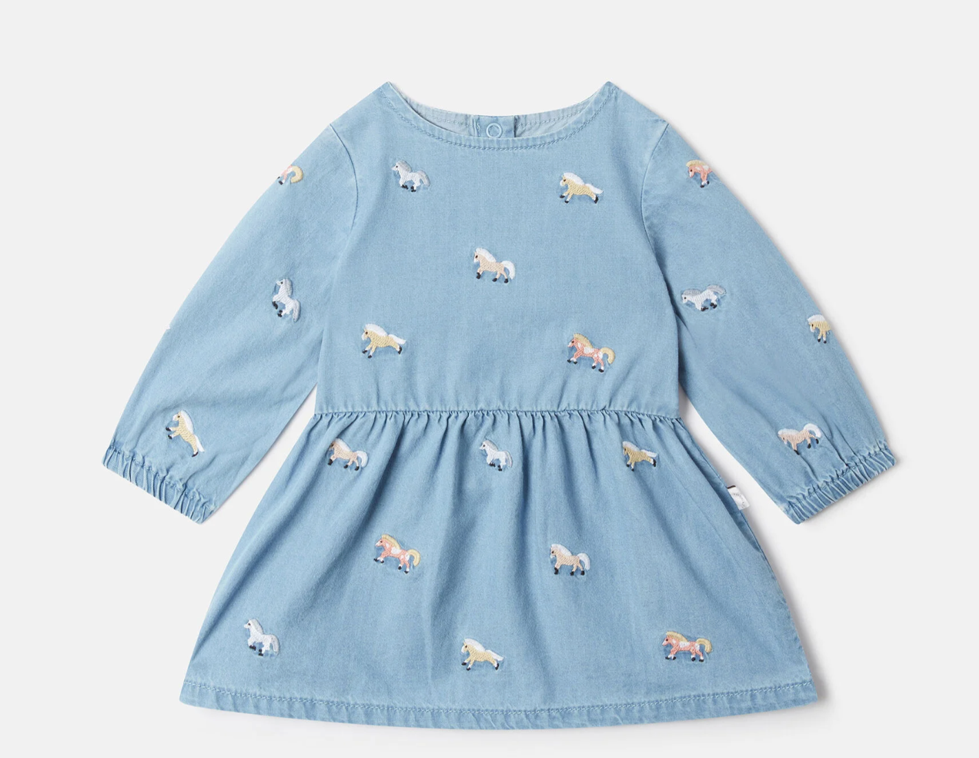 Stella McCartney Kids Blue Horse Embroidered Dress