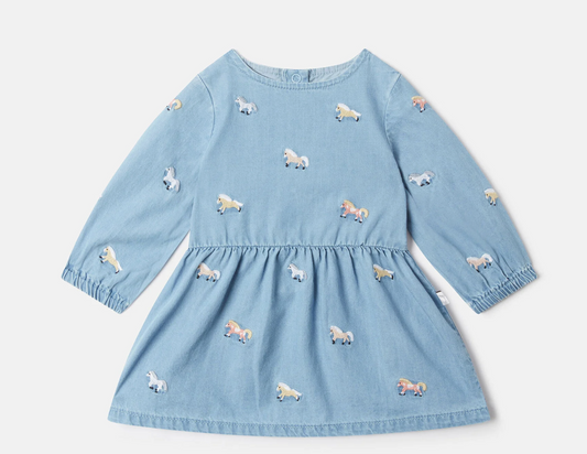 Stella McCartney Kids Blue Horse Embroidered Dress