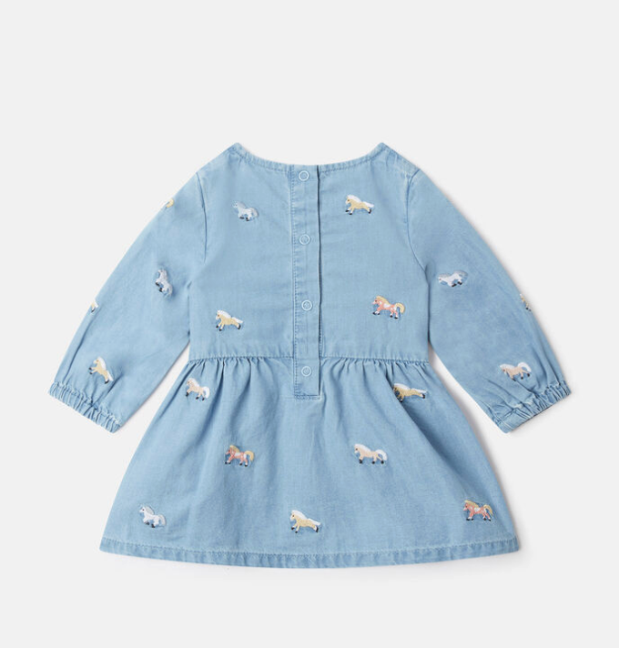 Stella McCartney Kids Blue Horse Embroidered Dress