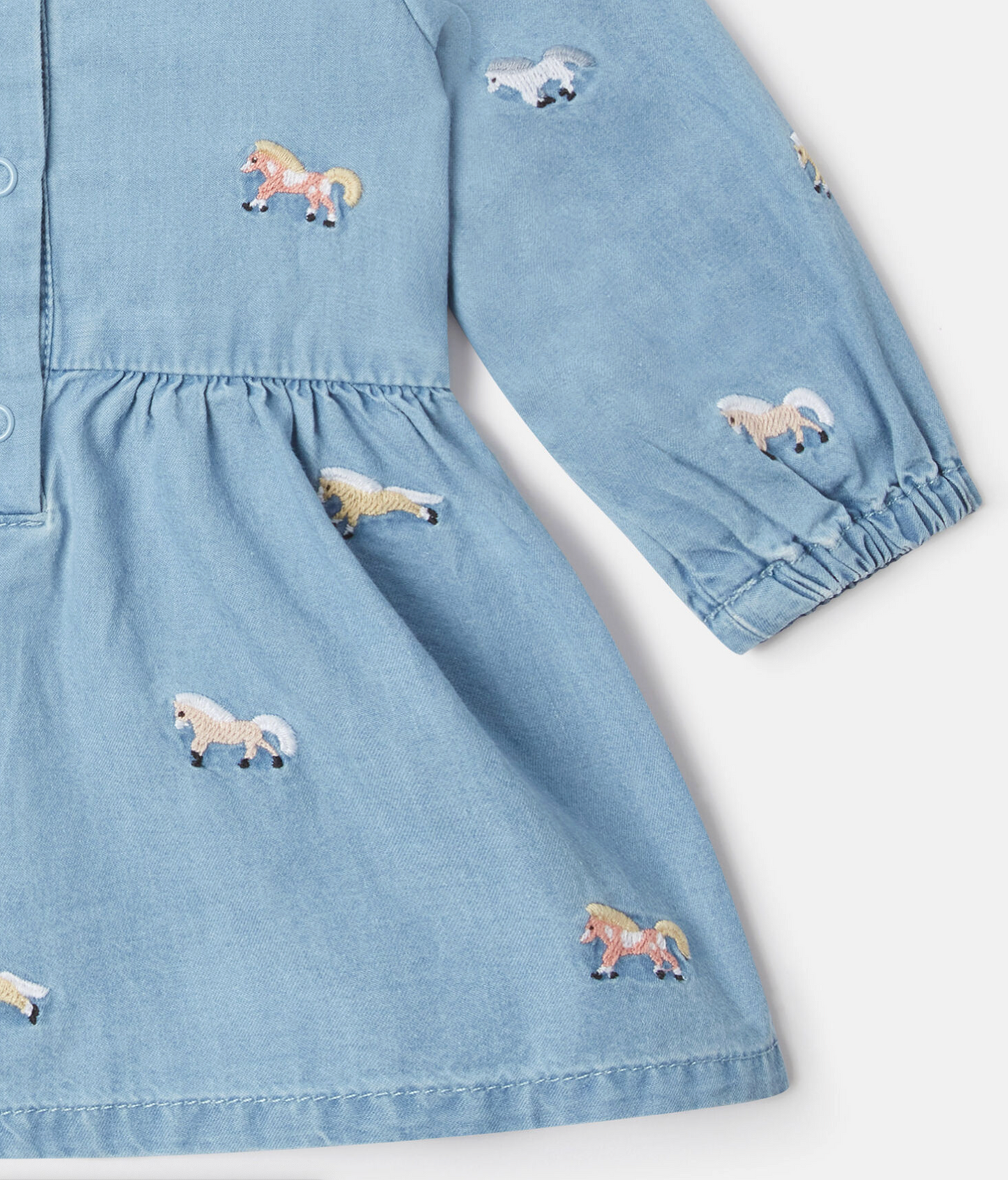 Stella McCartney Kids Blue Horse Embroidered Dress