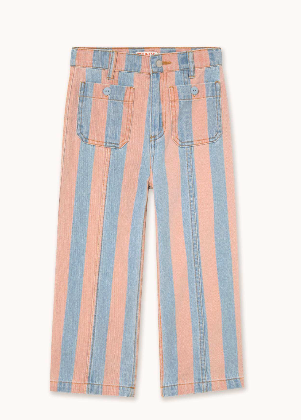 Tiny Cottons Pink Stripes Denim Pant Vanilla