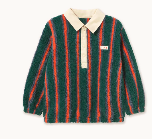 Tiny Cottons Multicolor Stripes Sherpa Collar Sweatshirt