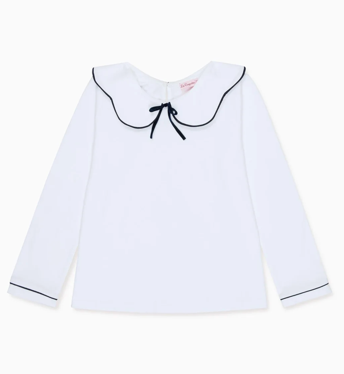 La Coqueta White & Navy Iziar Long Sleeve Girl Top
