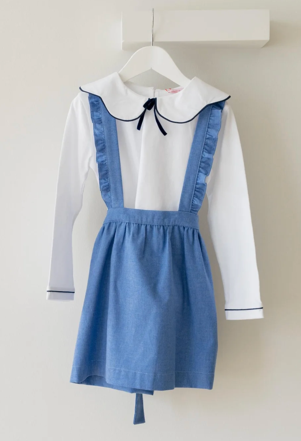 La Coqueta White & Navy Iziar Long Sleeve Girl Top