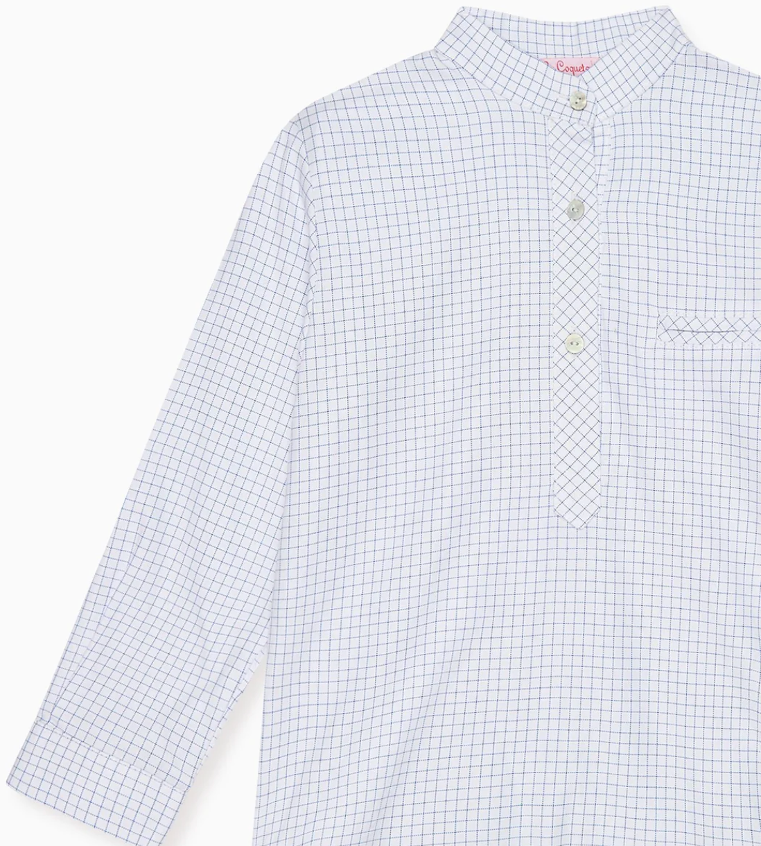 La Coqueta Blue Check Mateo Long Sleeve Boy Shirt