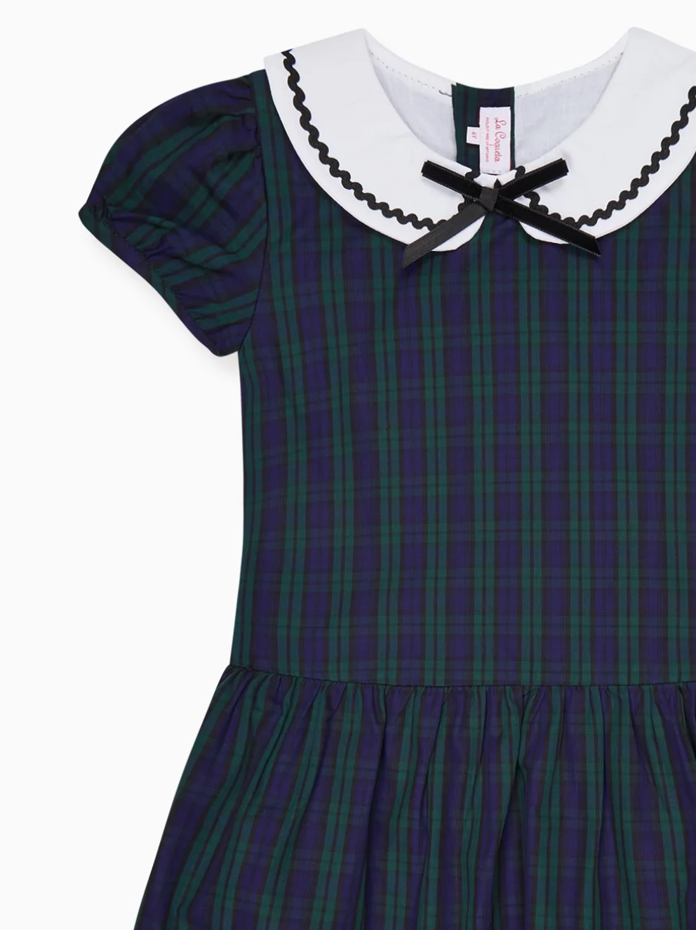 La Coqueta Navy Check Xana Girl Drop Waist Dress