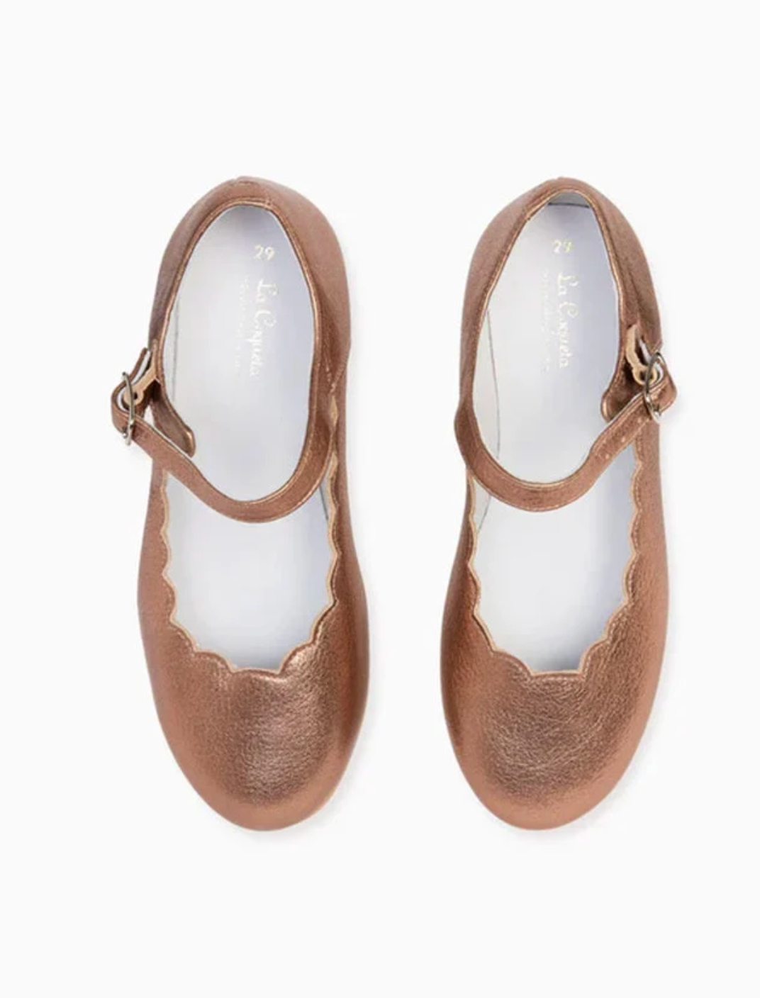 La Coqueta Girl Scallop Mary Jane Shoes - Rose Gold