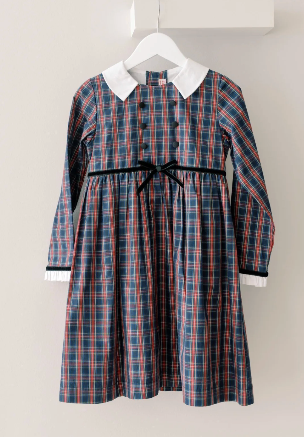 La Coqueta Navy Tartan Florinda Girl Empire Dress