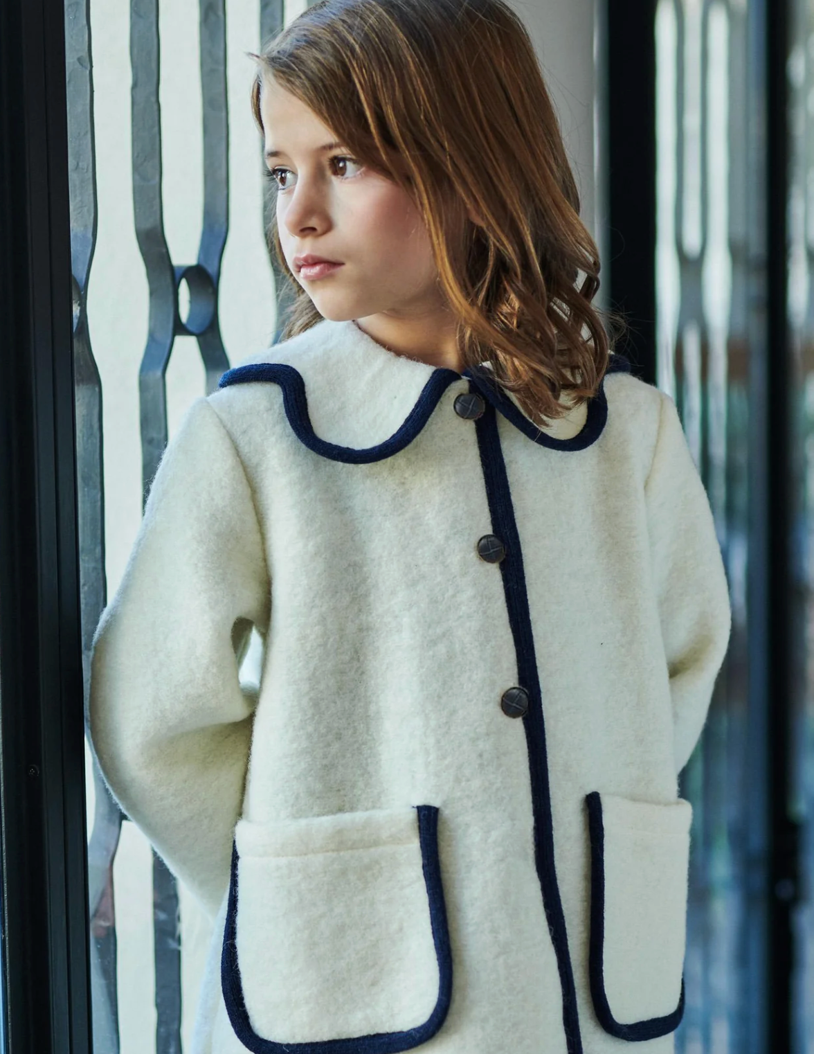 La Coqueta Ivory Sophia Girl Coat
