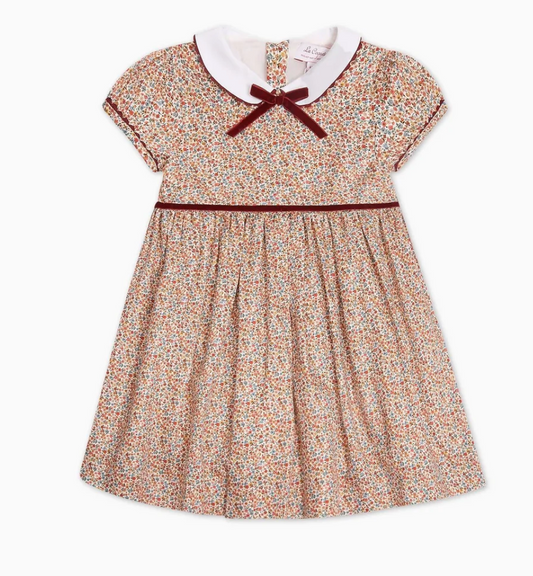 La Coqueta Terracotta Floral Melina Girl Dress