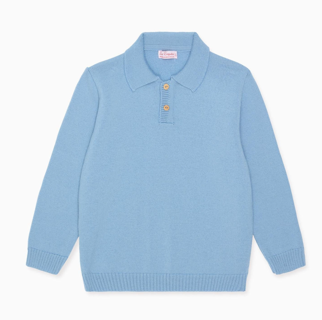 La Coqueta Dusty Blue Brio Merino Boy Jumper