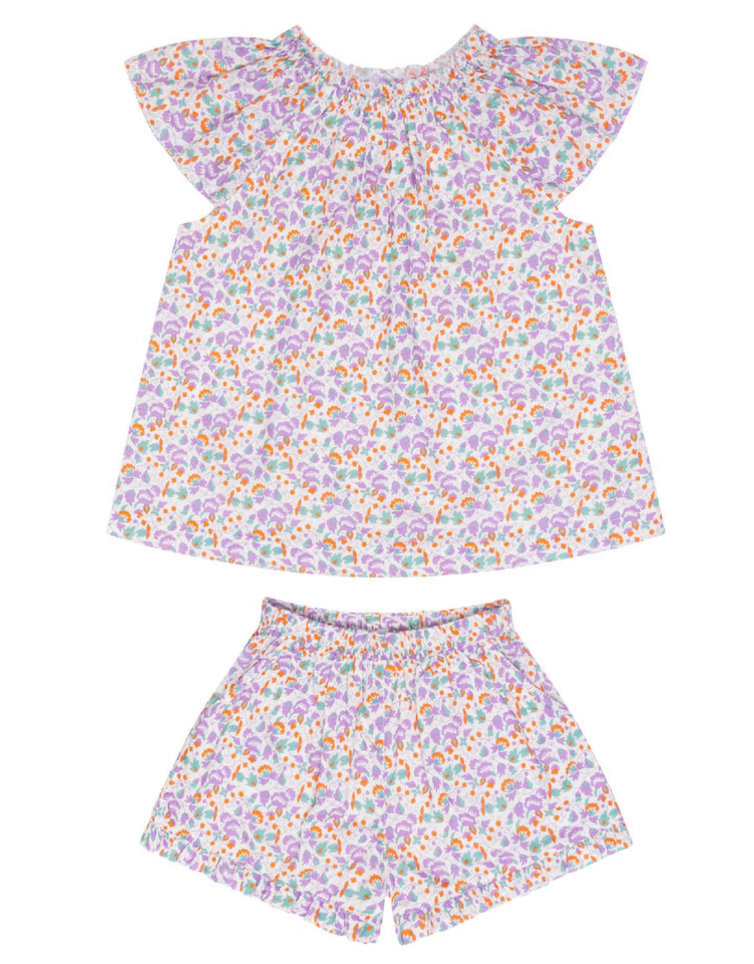 Minnow Girls Orchid Floral Flutter Sleeve Tank Set