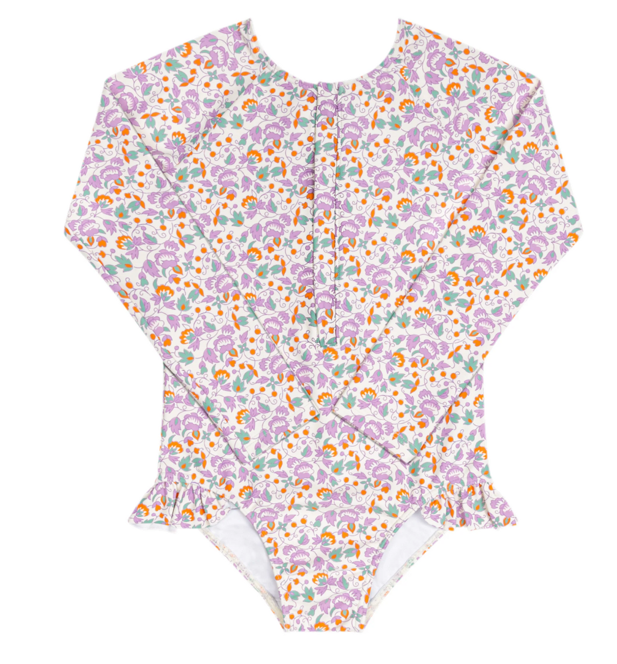 Minnow Girls Orchid Floral Front Zip Rashguard One Piece