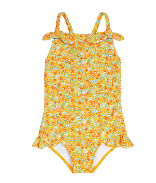 Minnow Girls Marigold Floral Crossback One Piece