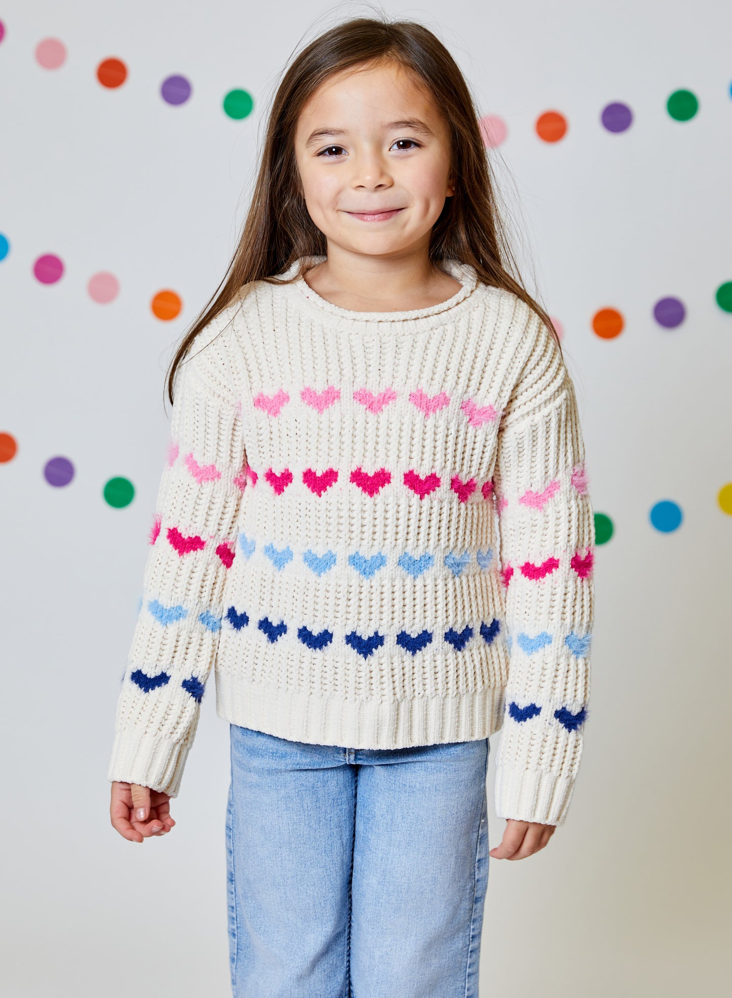 Design History Tan Suede Rainbow Heart Sweater