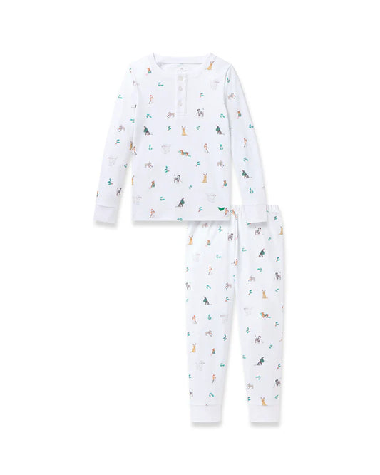Petite Plume Kid's Pima Snug Fit Pajama Set in Jingle Paws