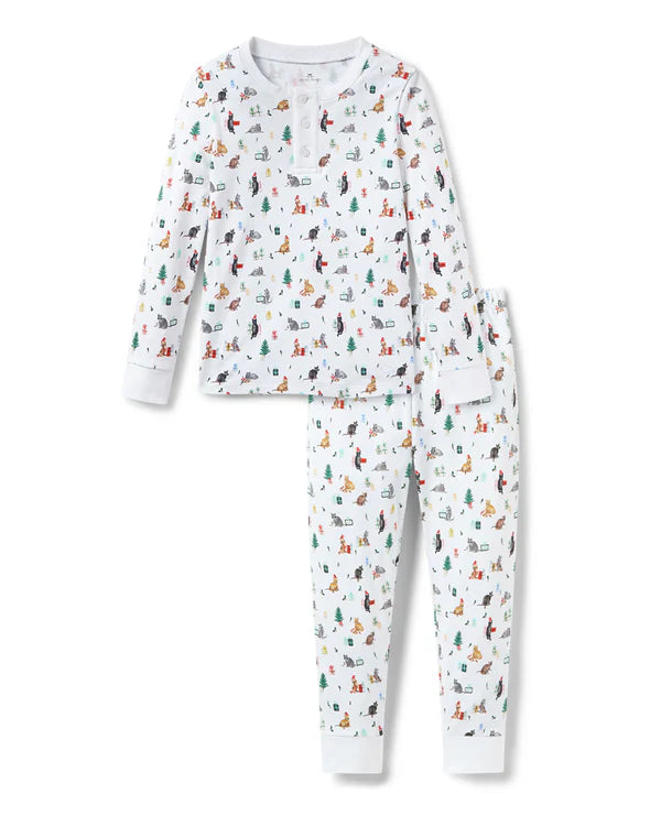 Petite Plume Kids Pima Snug Fit Pajama in Merry Meow