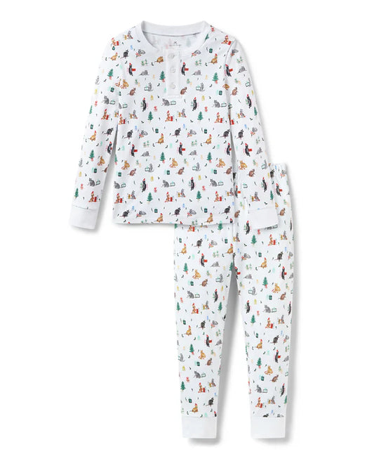 Petite Plume Kids Pima Snug Fit Pajama in Merry Meow