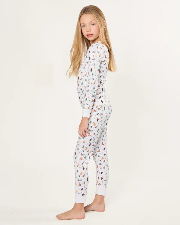 Petite Plume Kids Pima Snug Fit Pajama in Merry Meow