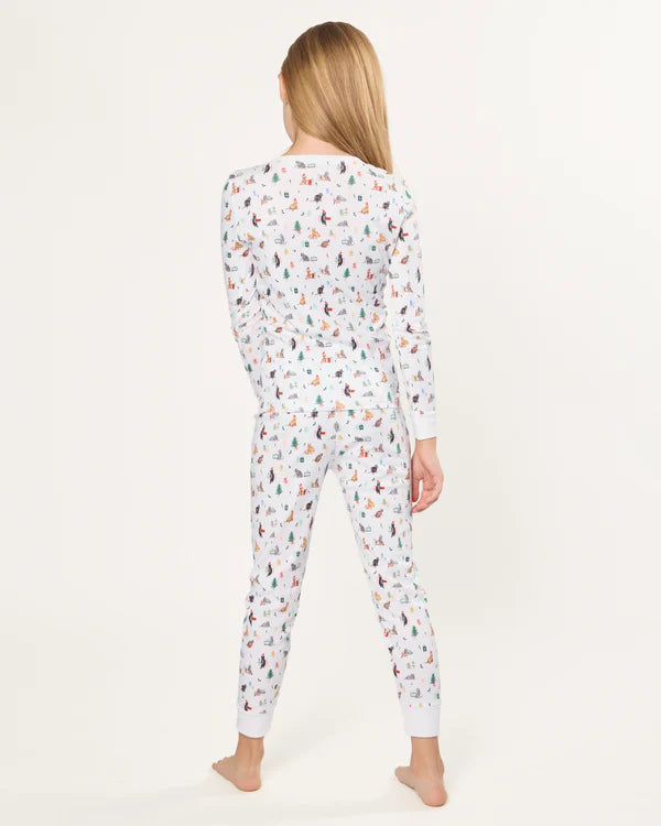 Petite Plume Kids Pima Snug Fit Pajama in Merry Meow