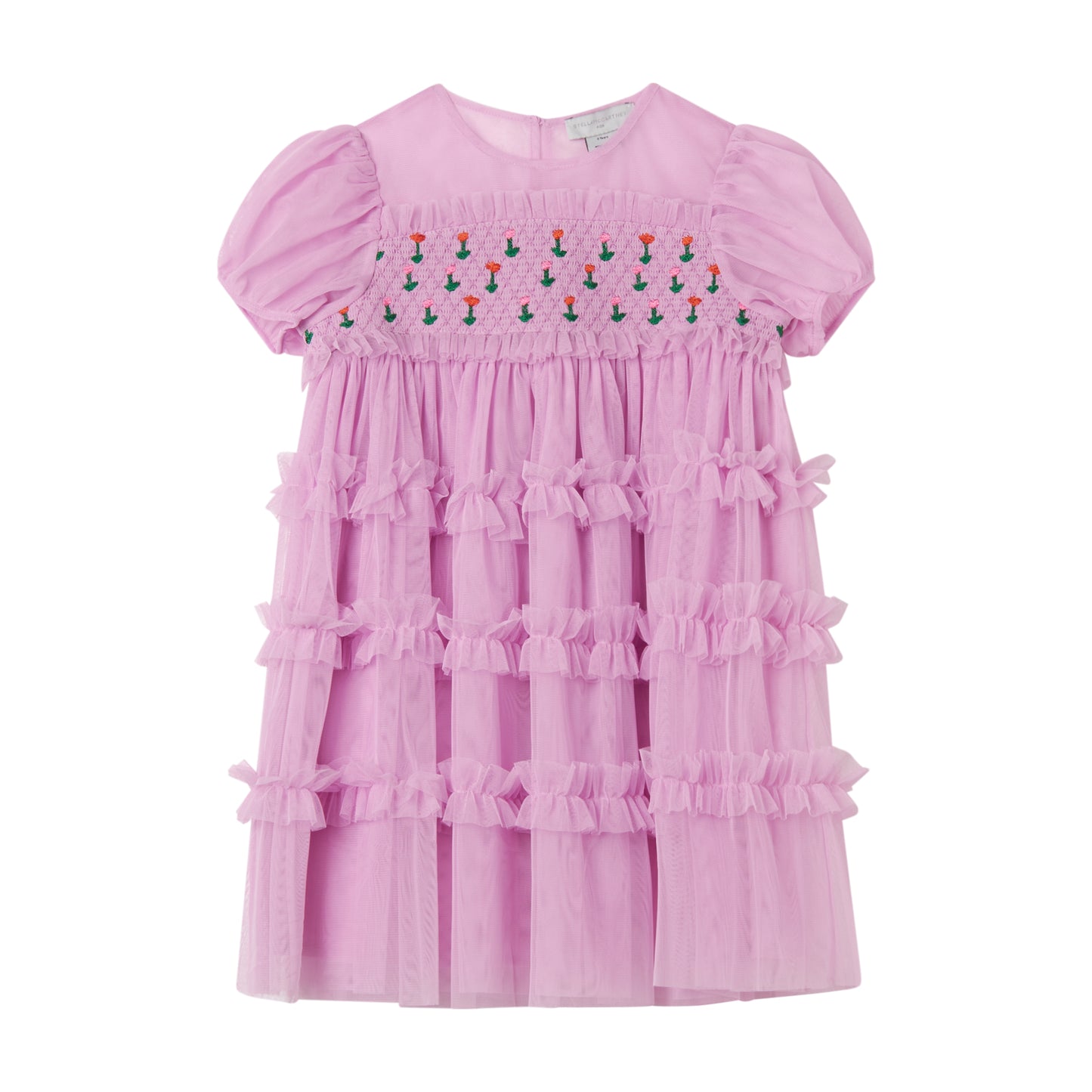 Stella McCartney Kids Short Sleeve Tulle Dress Pink