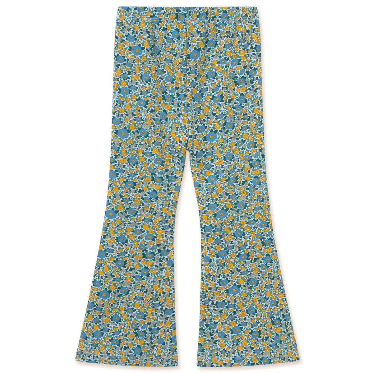 Tiny Cottons Flower Pattern Rib Pant Washed Blue