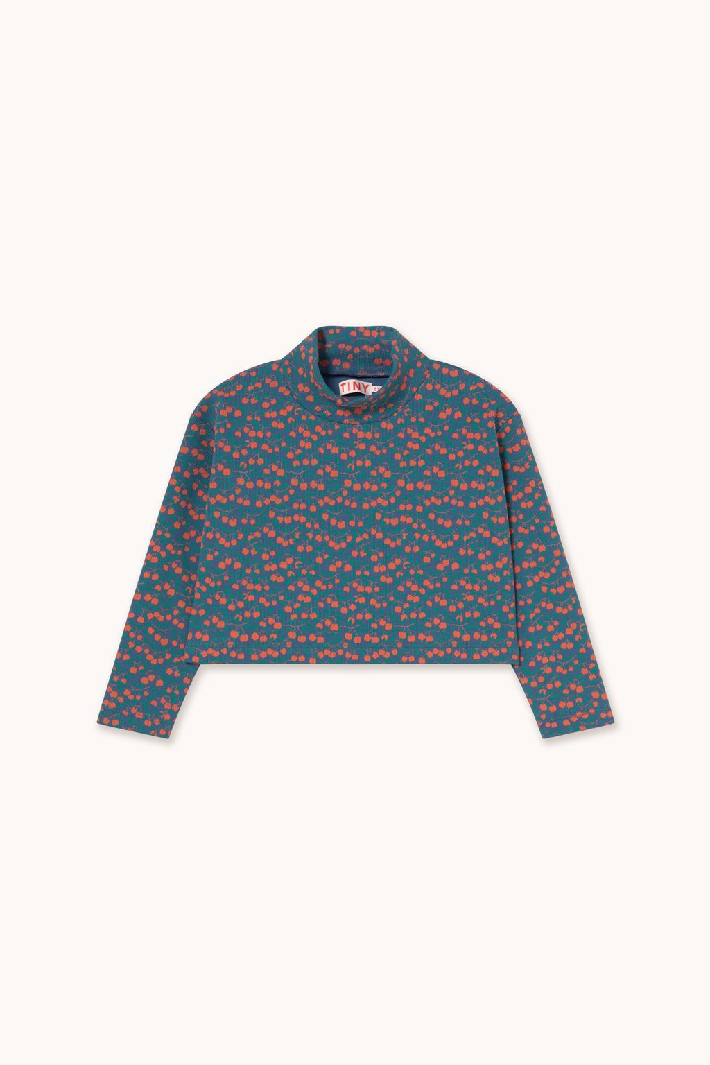 Tiny Cottons Mini Apples Rib Mockneck Light Navy