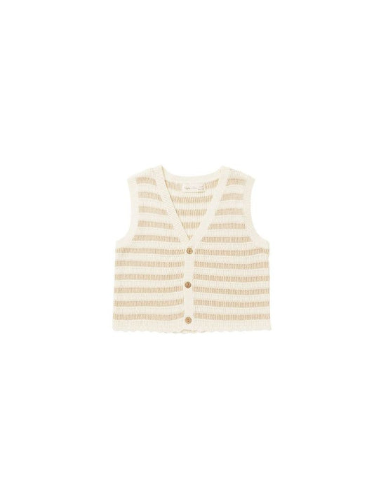 Rylee + Cru Knit Vest in Sand Stripe