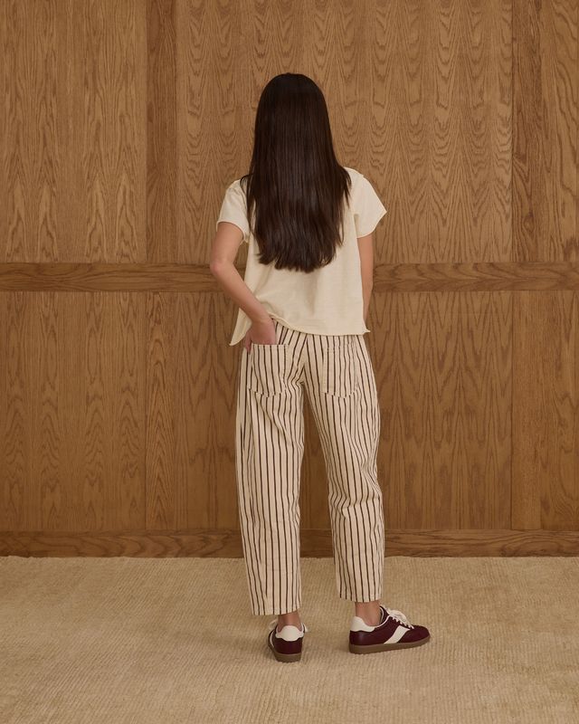 Rylee + Cru Barrel Pant Burgundy Pinstripe