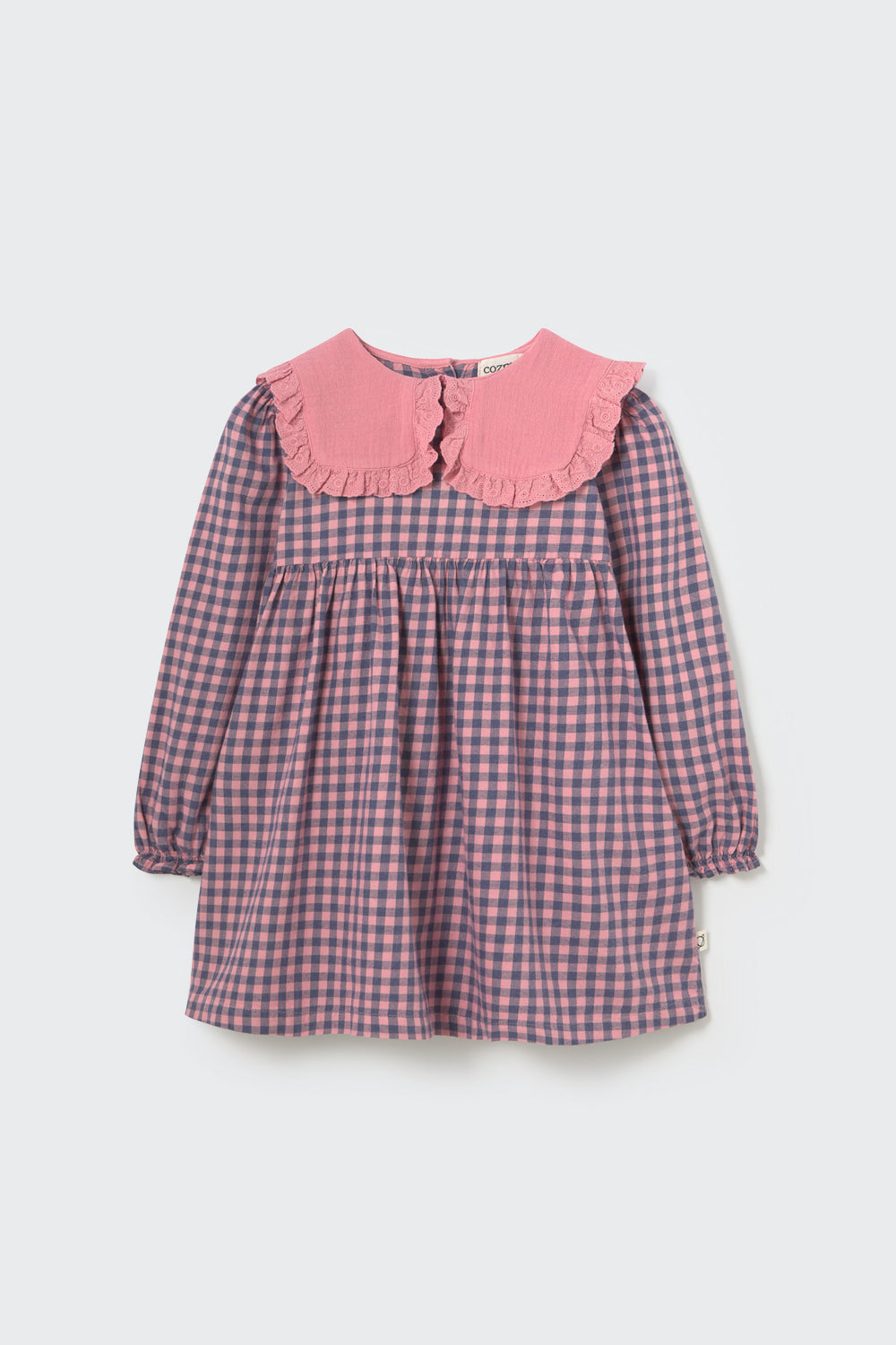 My Little Cozmo Gingham Flannel Dress Rose Tea