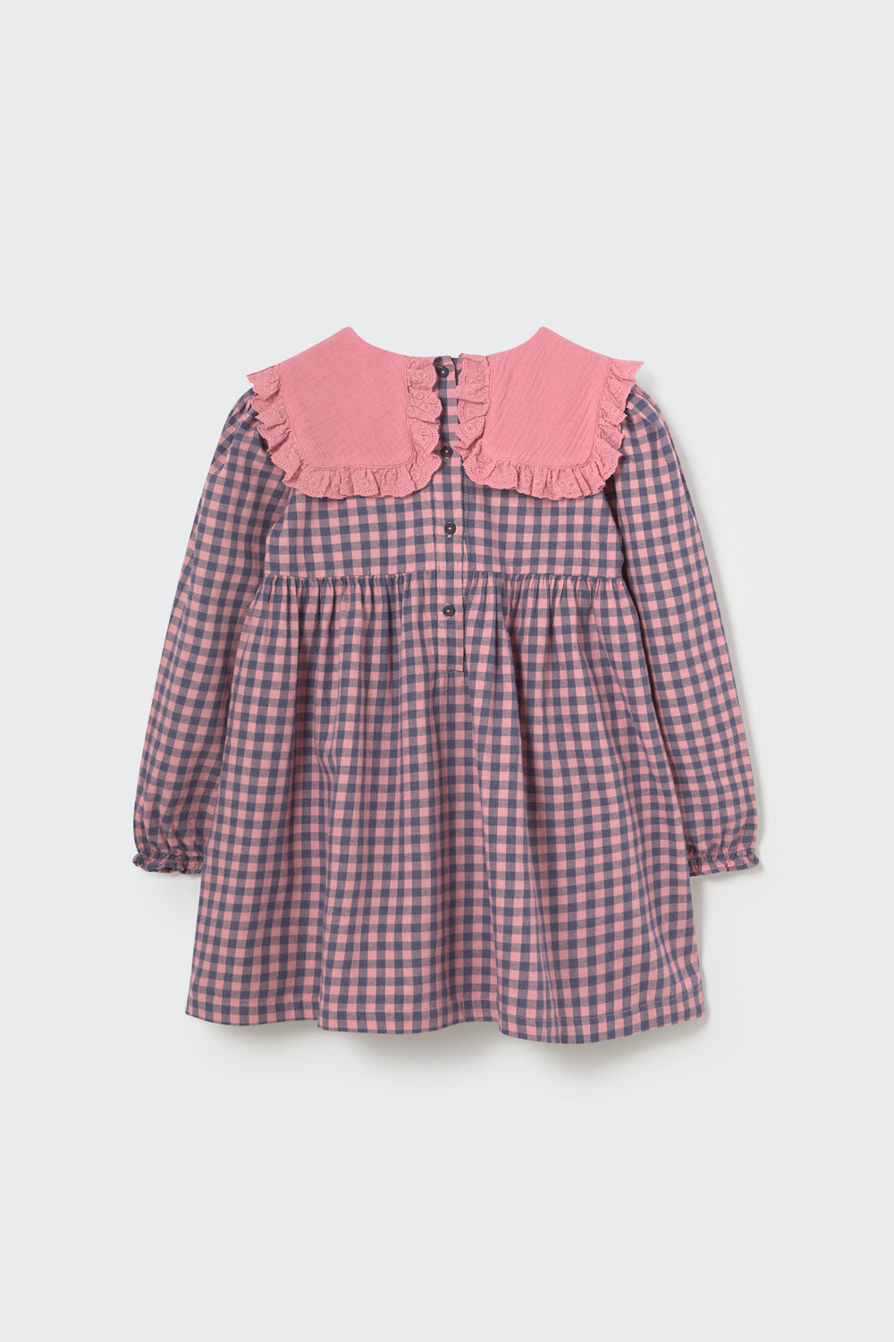My Little Cozmo Gingham Flannel Dress Rose Tea