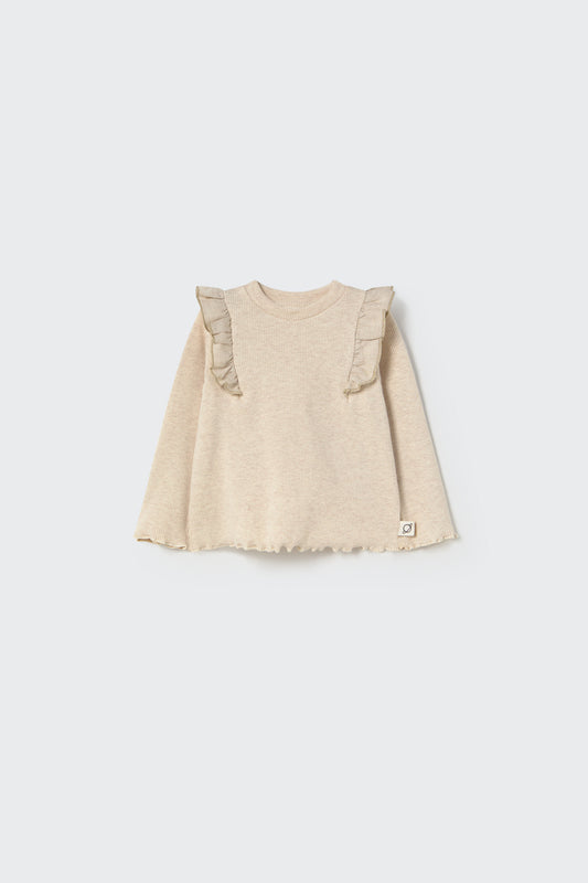 My Little Cozmo Soft Cotton Rib Baby Sweater Stone