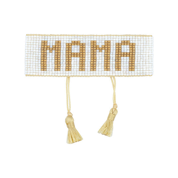 HART White & Gold Mama Beaded Bracelet