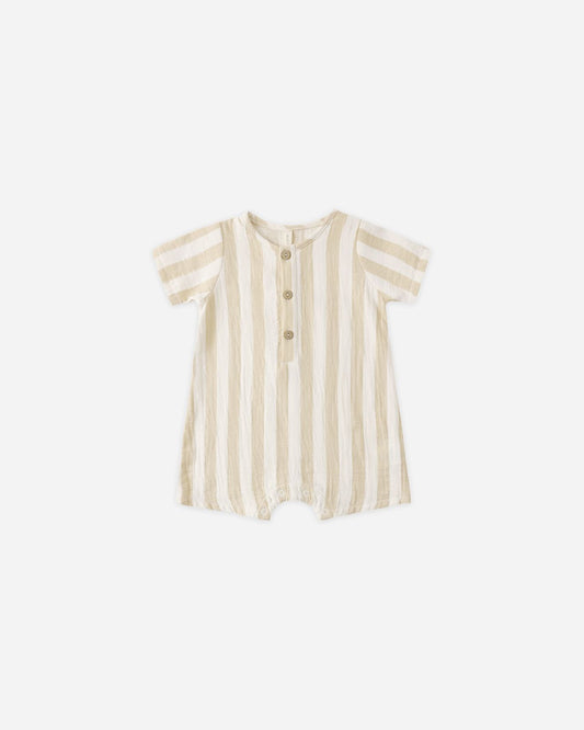 Quincy Mae Short Sleeve Woven Romper Summer Stripe