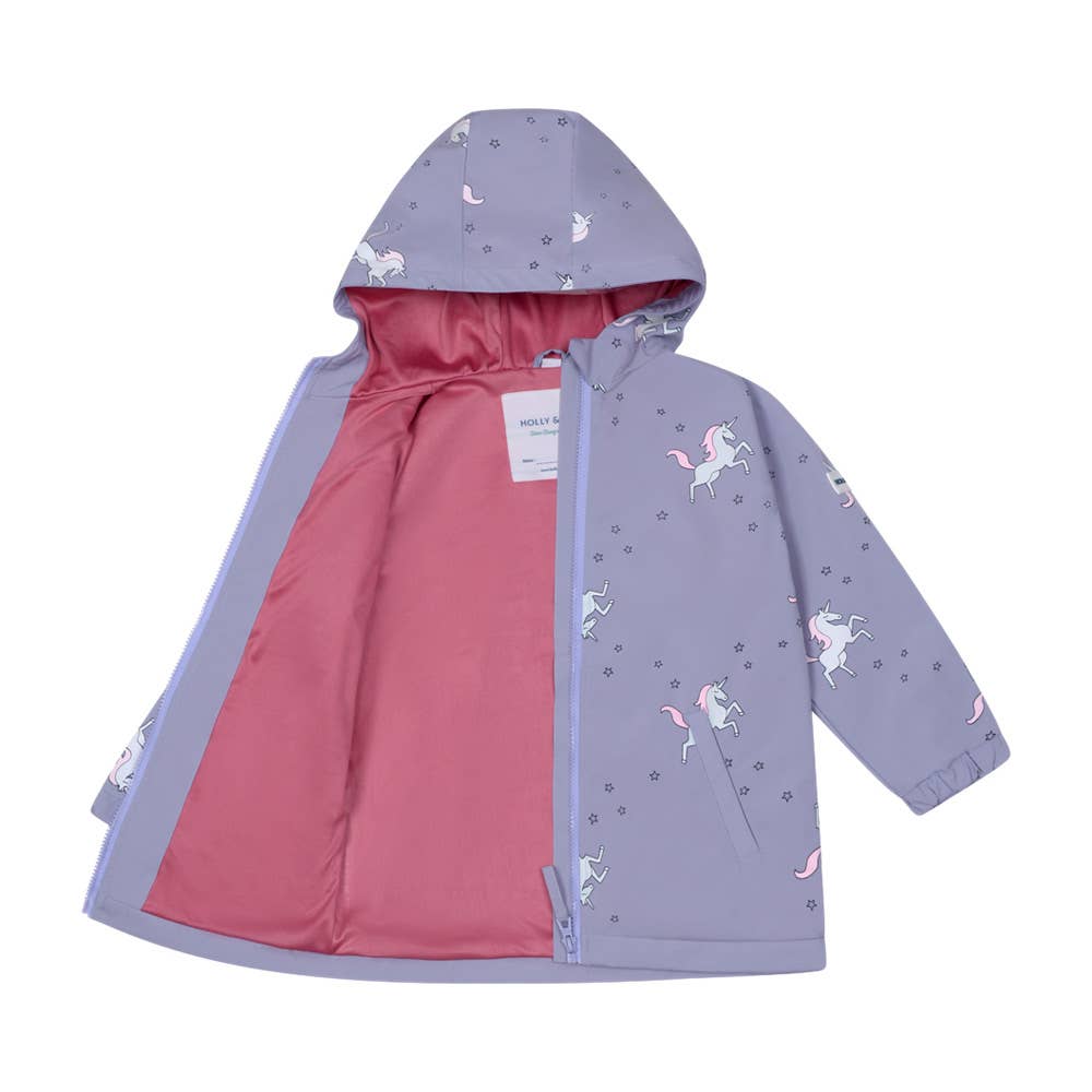 Holly and Beau - Unicorn color changing rain jacket