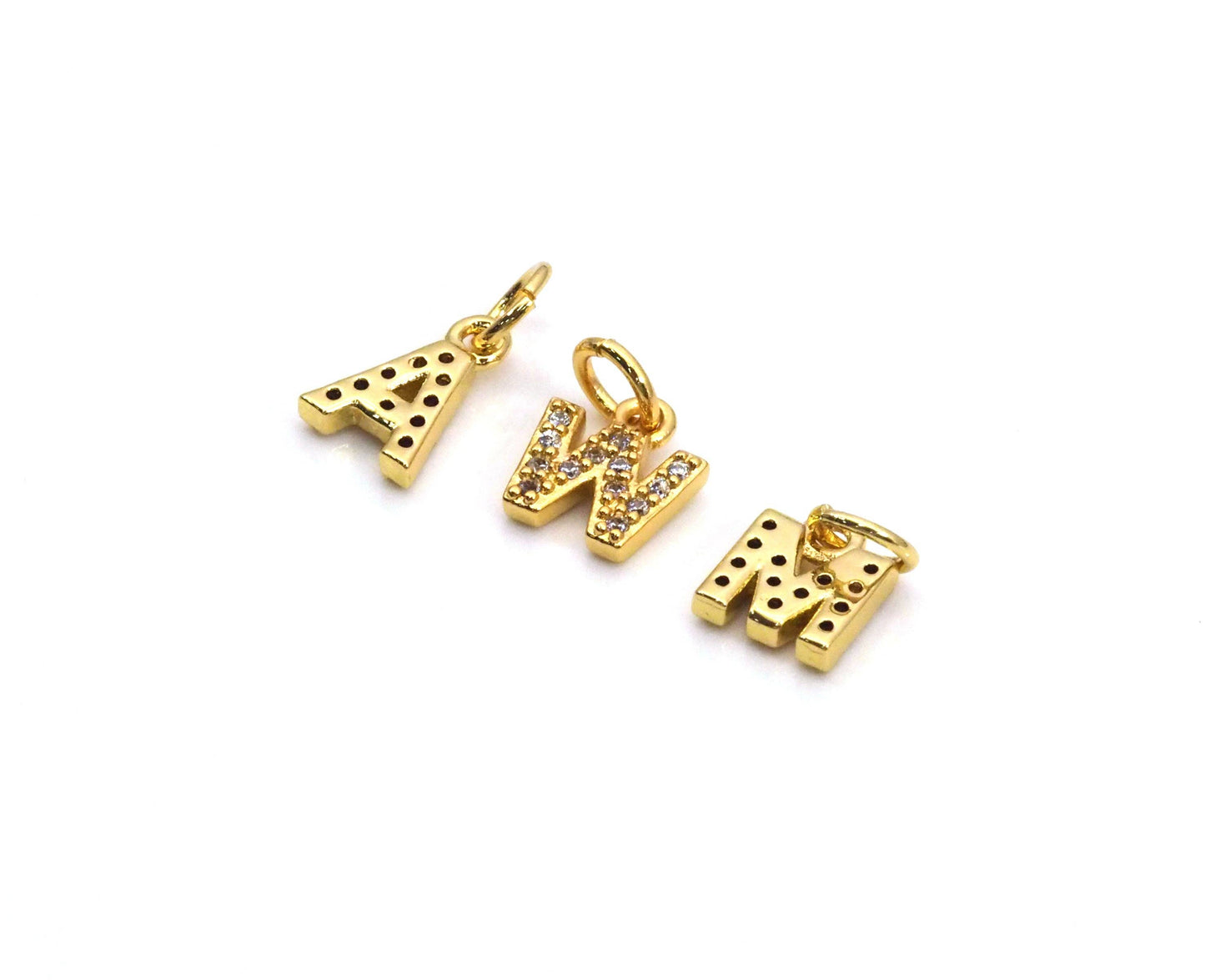 BestBeads&Beyond - Cute Gold CZ Initial Charm