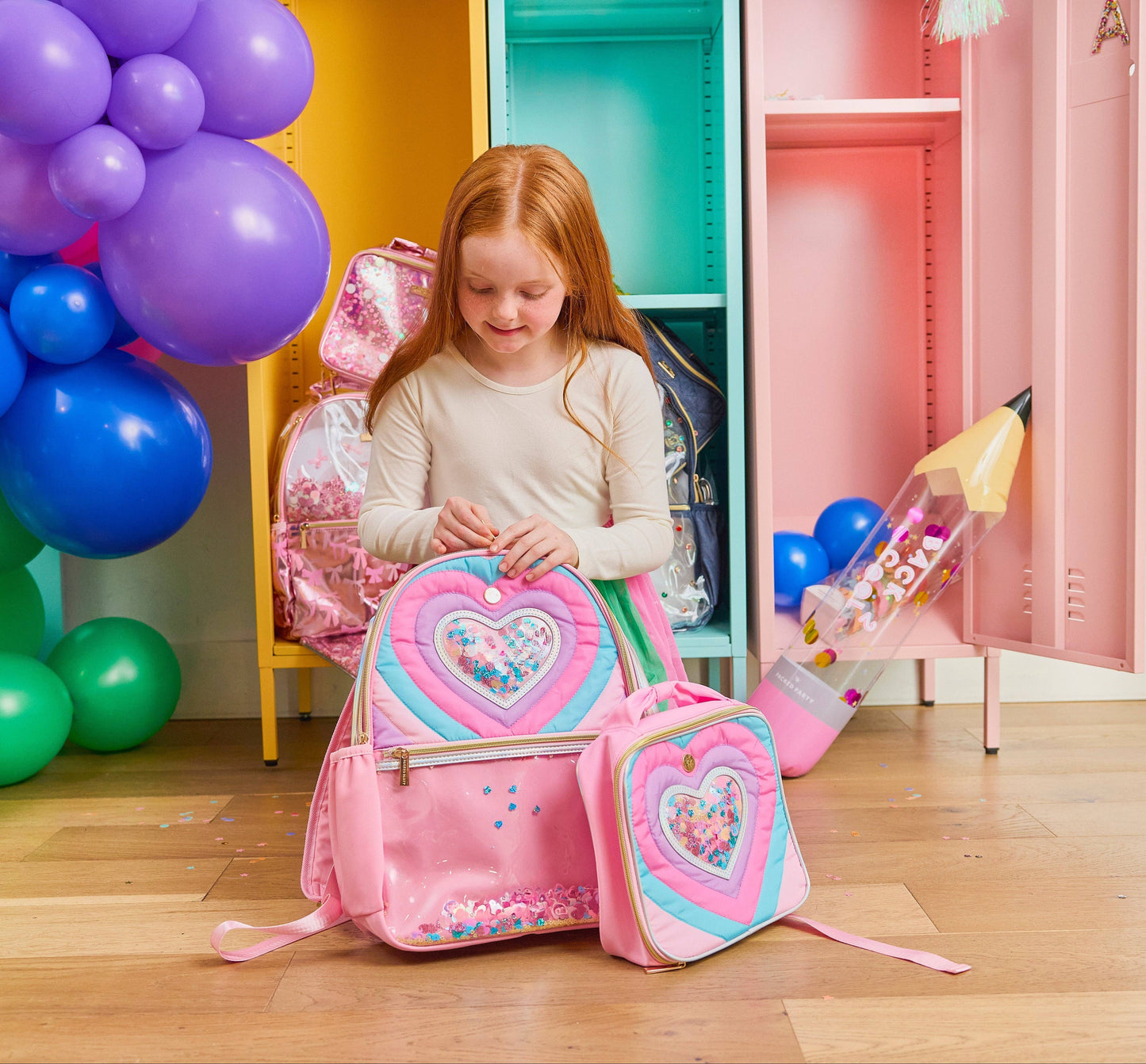 Packed Party - "Taylor" Quilted Confetti Hearts Backpack