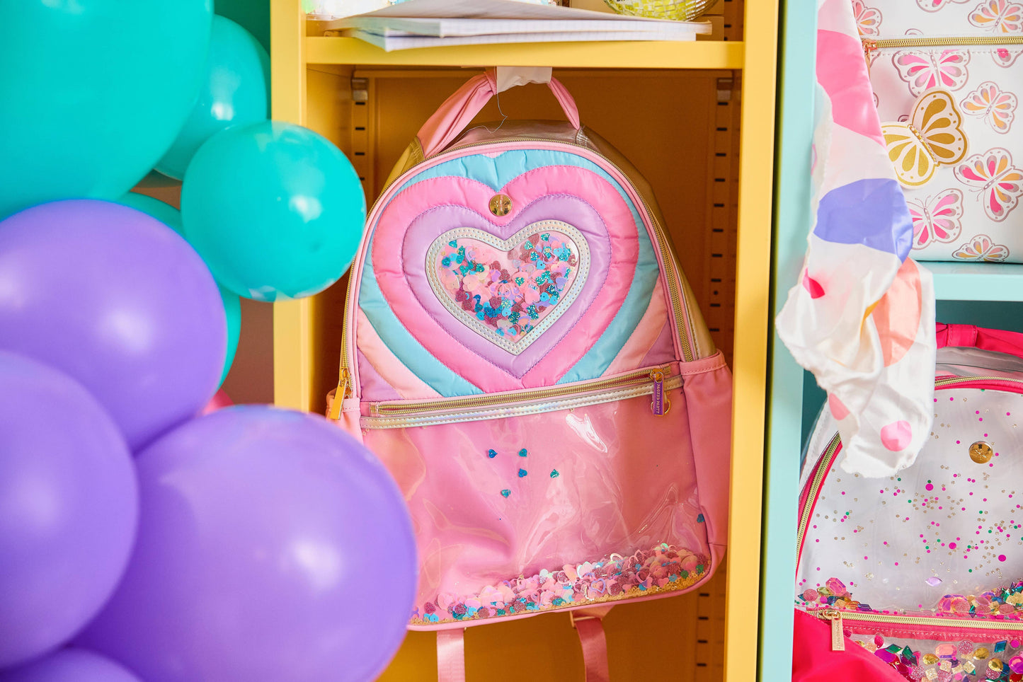 Packed Party - "Taylor" Quilted Confetti Hearts Backpack