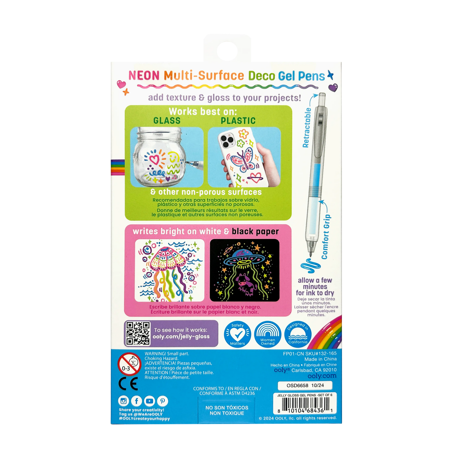 OOLY - Jelly Gloss Neon Multi-Surface Deco Gel Pens - Set of 6