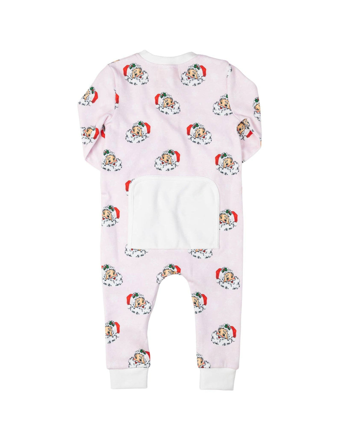 Smockingbird - Vintage Santa Pink Knit Zip Up Pajamas
