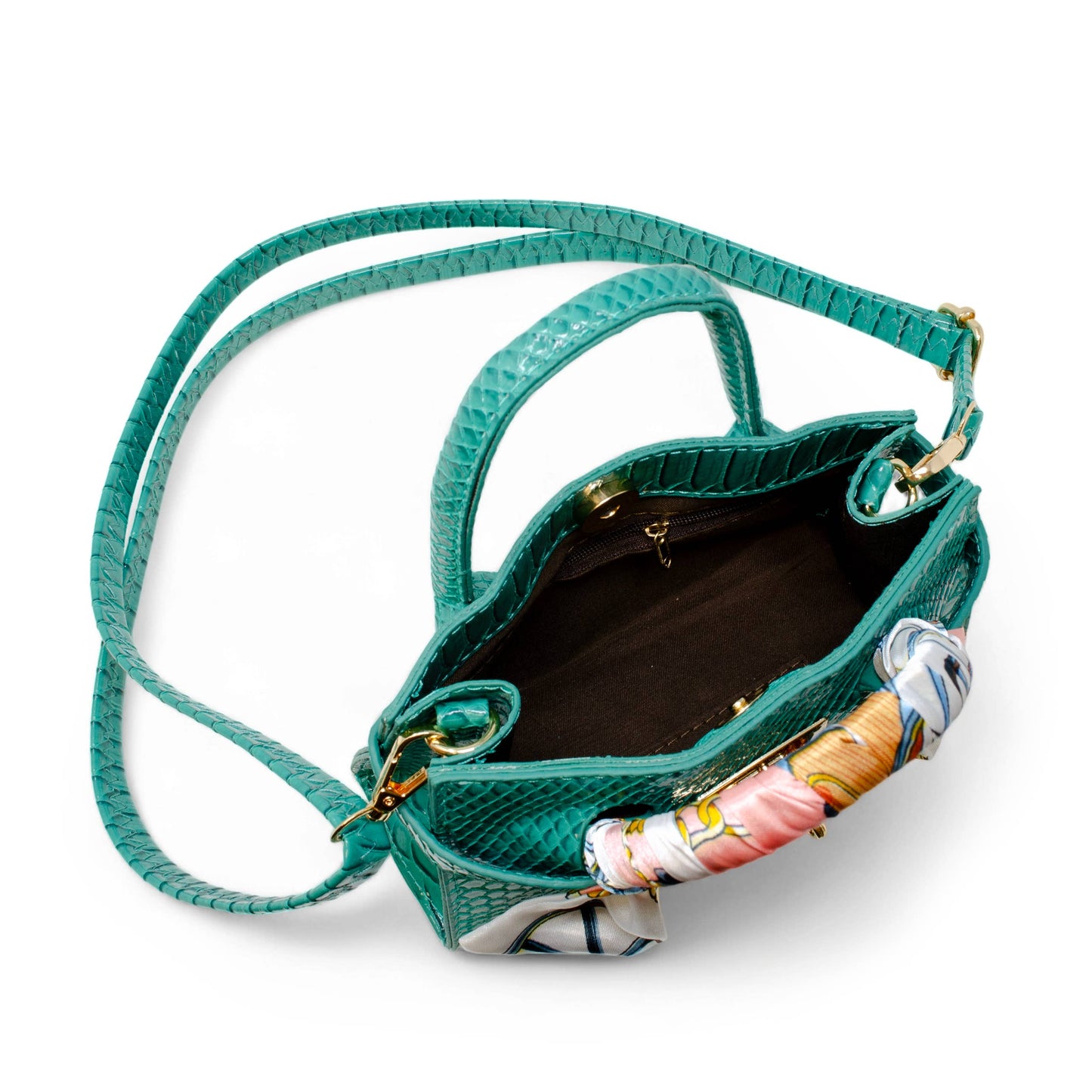 Tiny Treats and ZOMI GEMS - Vivid Crocodile Scarf Handbag: Green