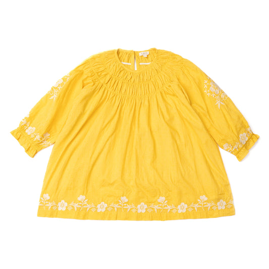 Lali Kids Tulip Dress In  Misted Yellow With Embroidery
